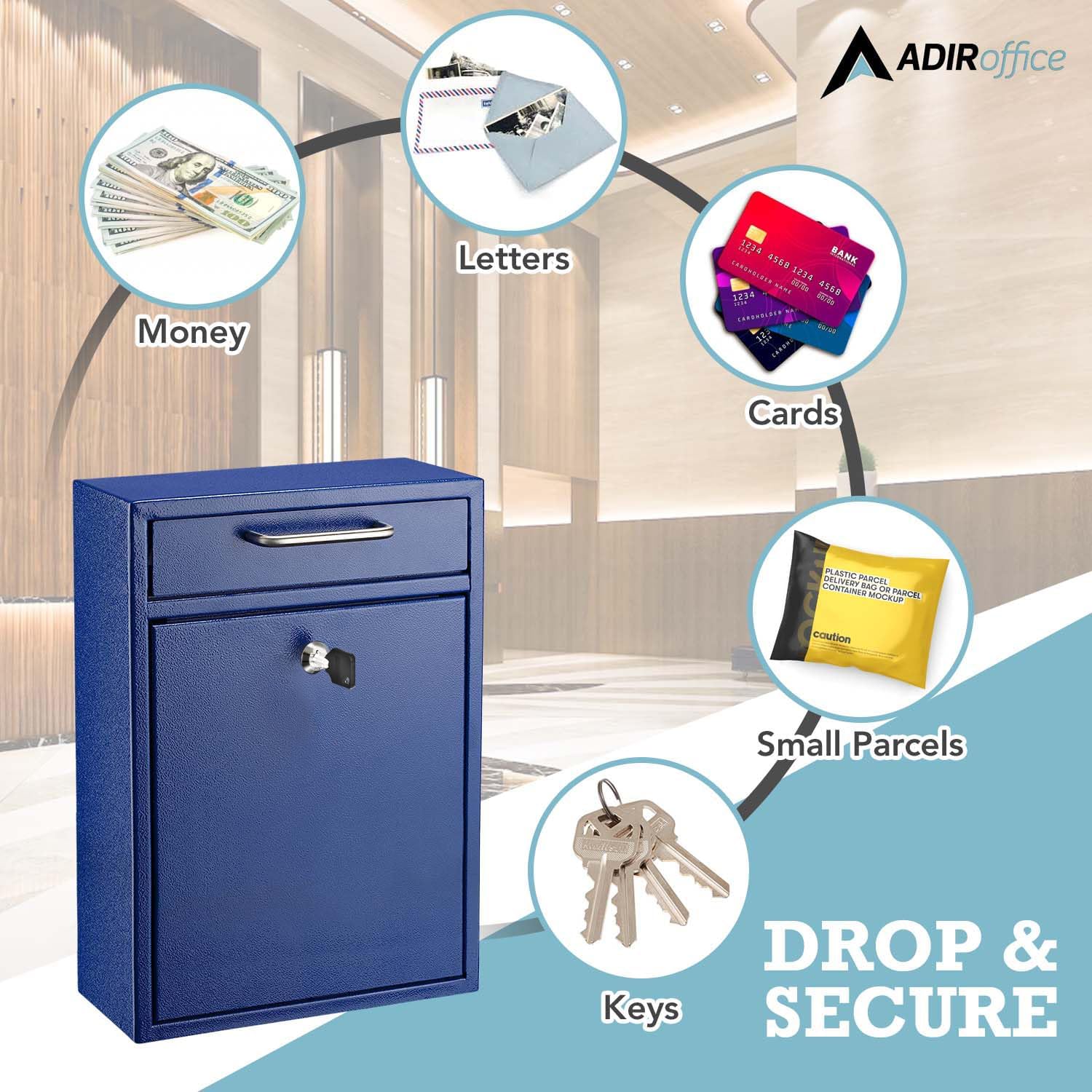 Mailboxes for Outside Wall Mount Large with Key Lock, Metal Locking Mailbox with Post Outdoor, Residential Mail Box