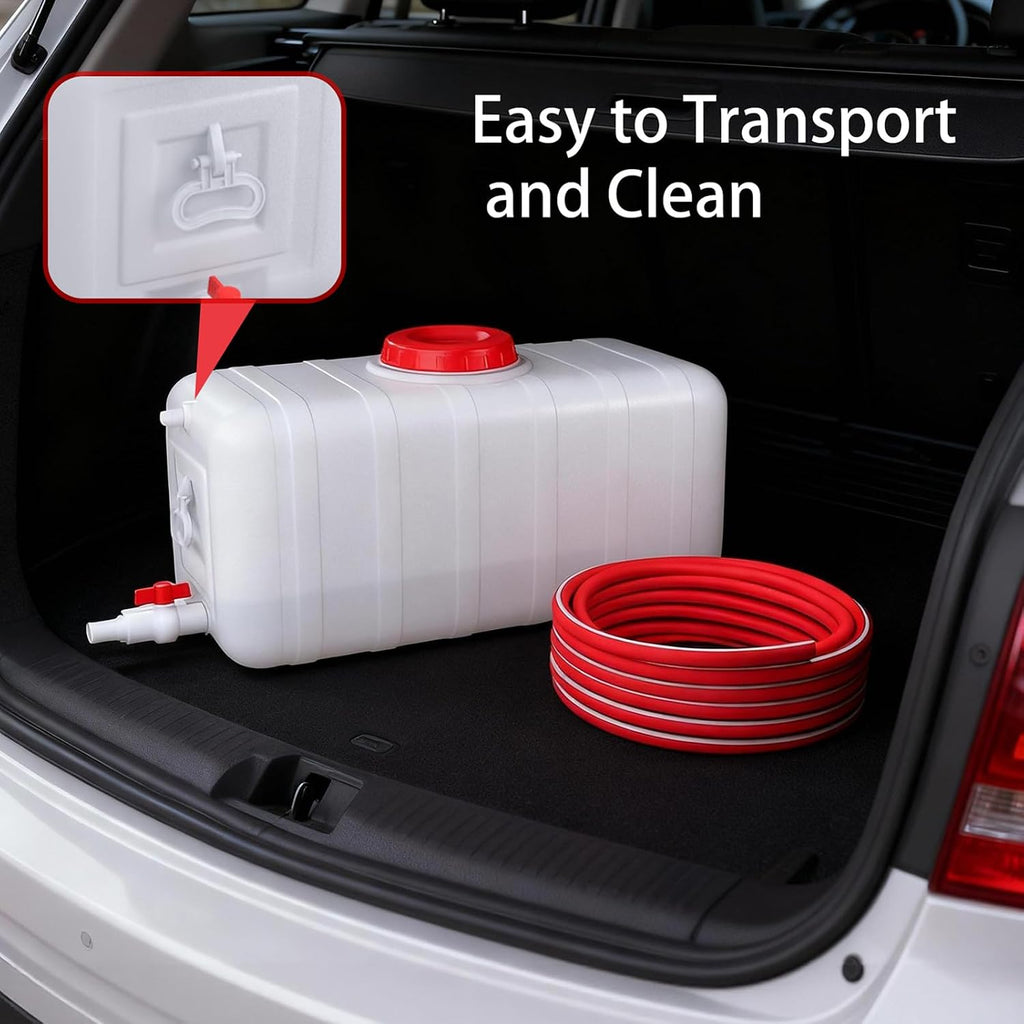 21Gallon/80L Water Storage Tank with Spigot,3m Hose and Control Vale | Large Plastic Emergency Water Tank,Water