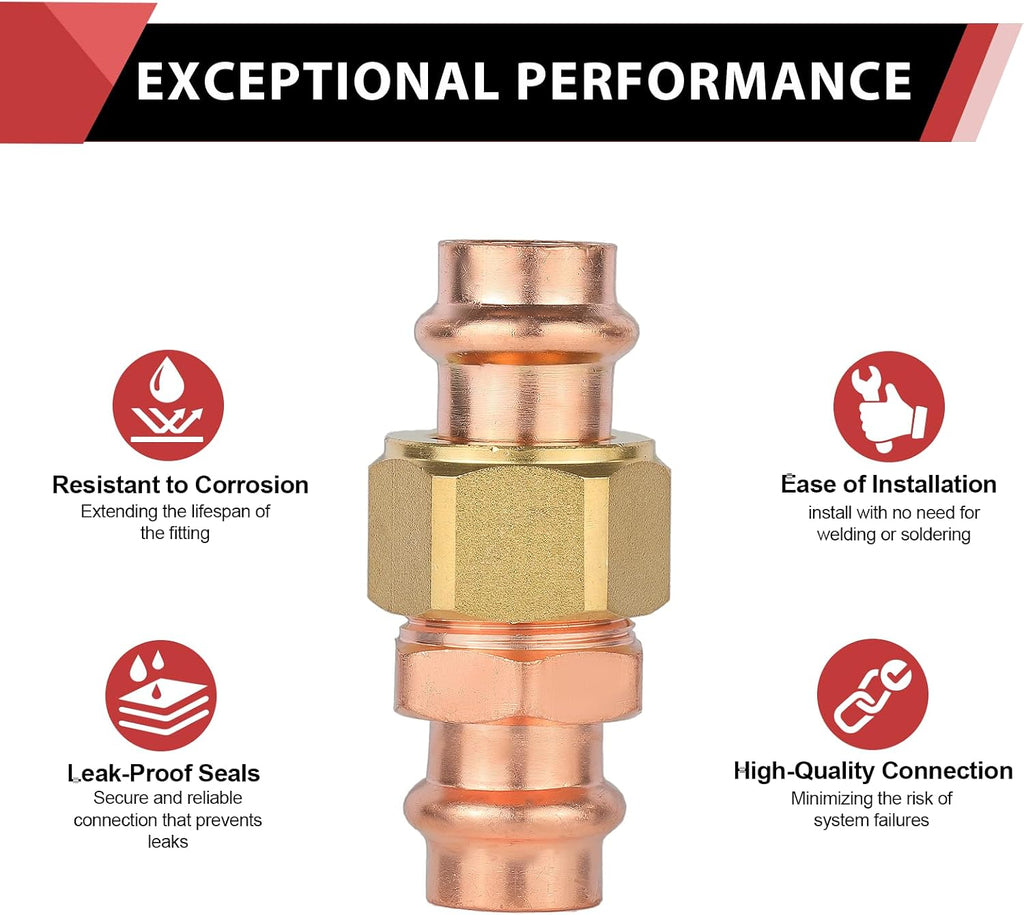 1Pcs EFIELD 3/4-Inch Copper Press Union Coupling(PRESS069-1)