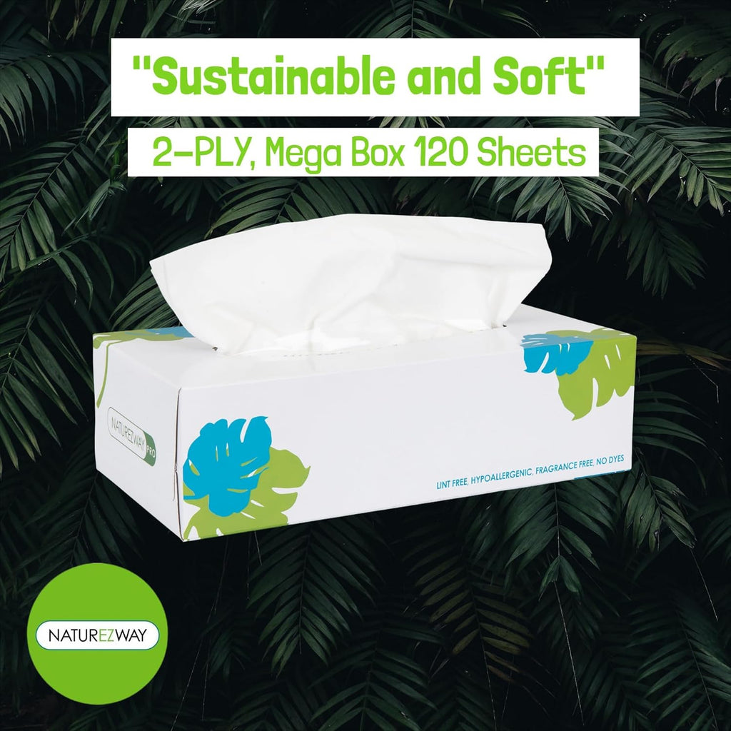Facial Tissue (30 Pack) - Soft, Hypoallergenic, Lint-free - 120 Sheets Per Box, 2-ply Absorbency