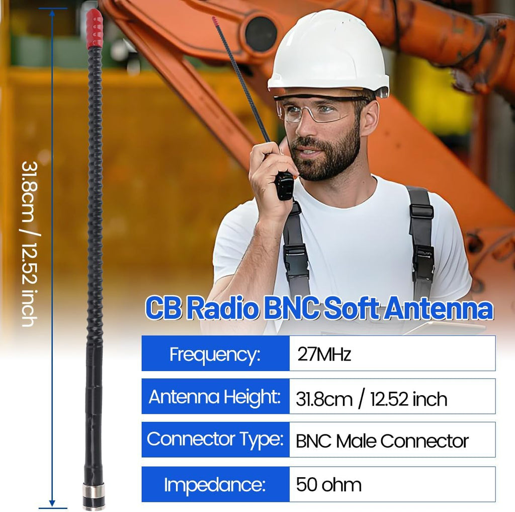 27Mhz CB Radio Antenna Whip Soft BNC Antennas Compatible with Cobra HH50WXST HHRT50 C75WXST Uniden BC75XLT BC125AT