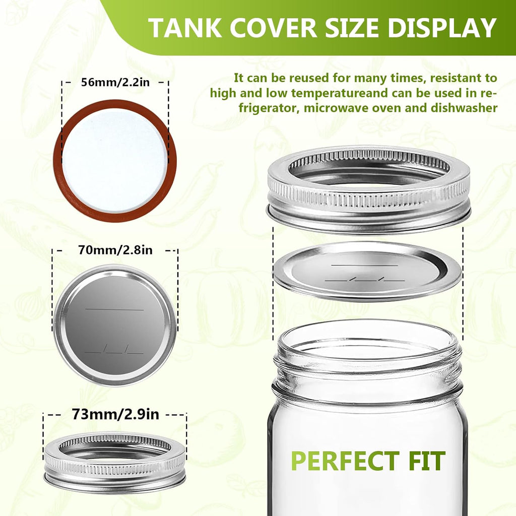 Canning Lids and Rings Regular Mouth, 24Pcs Split Type Metal Mason Jar Lids with Bands for Regular Mouth Ball, Kerr