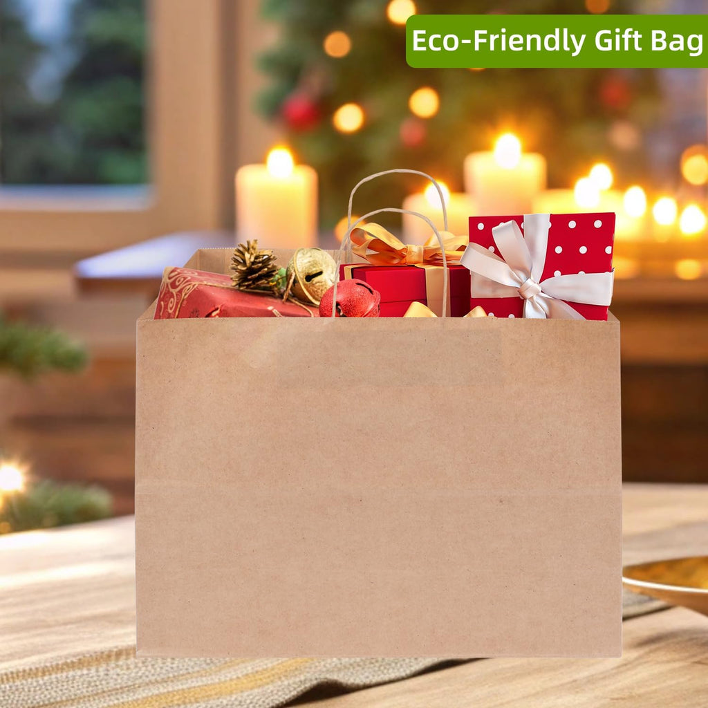 Large Kraft Gift Bag, 50 Pcs Brown Paper Shopping Bags with Handles | 16x6x12 Inches Recyclable Heavy-duty Kraft