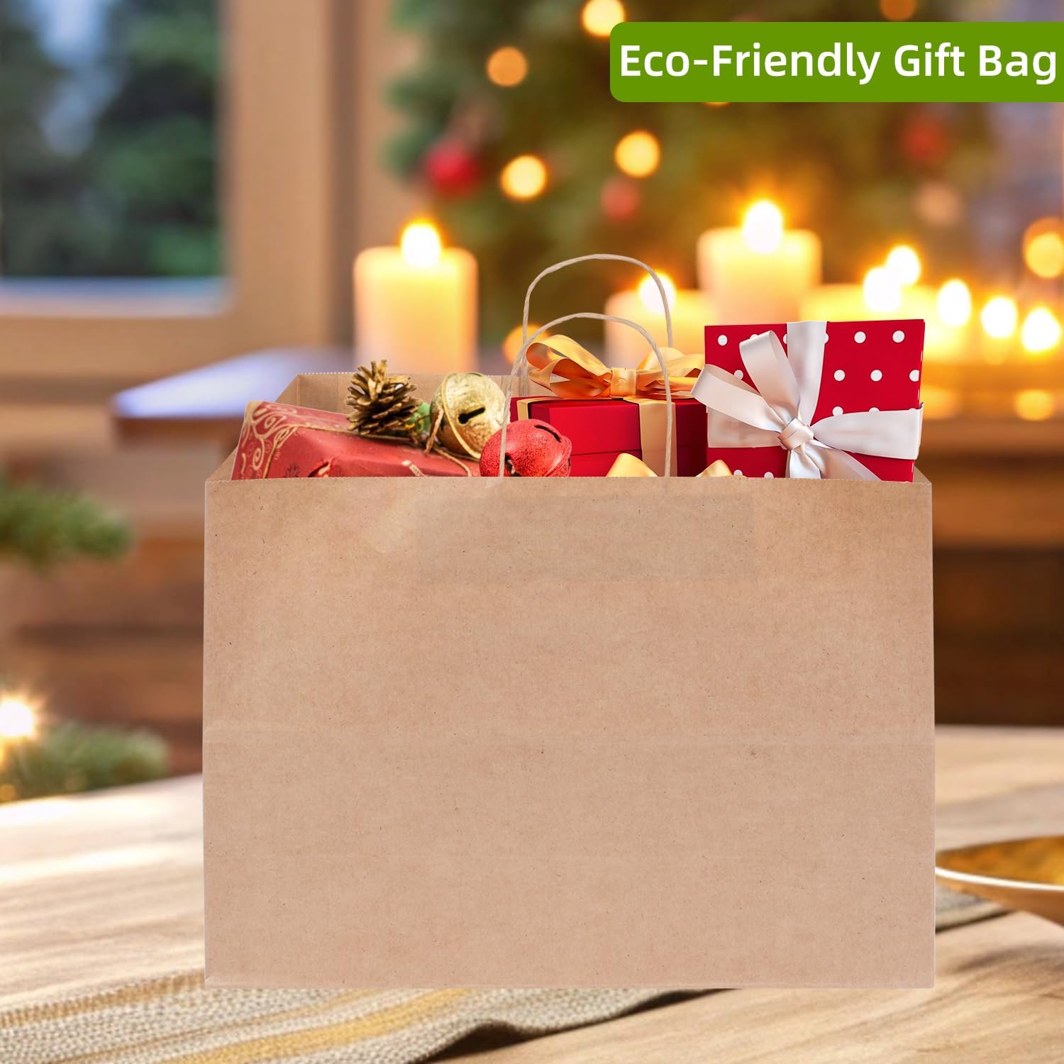 Large Kraft Gift Bag, 50 Pcs Brown Paper Shopping Bags with Handles | 16x6x12 Inches Recyclable Heavy-duty Kraft