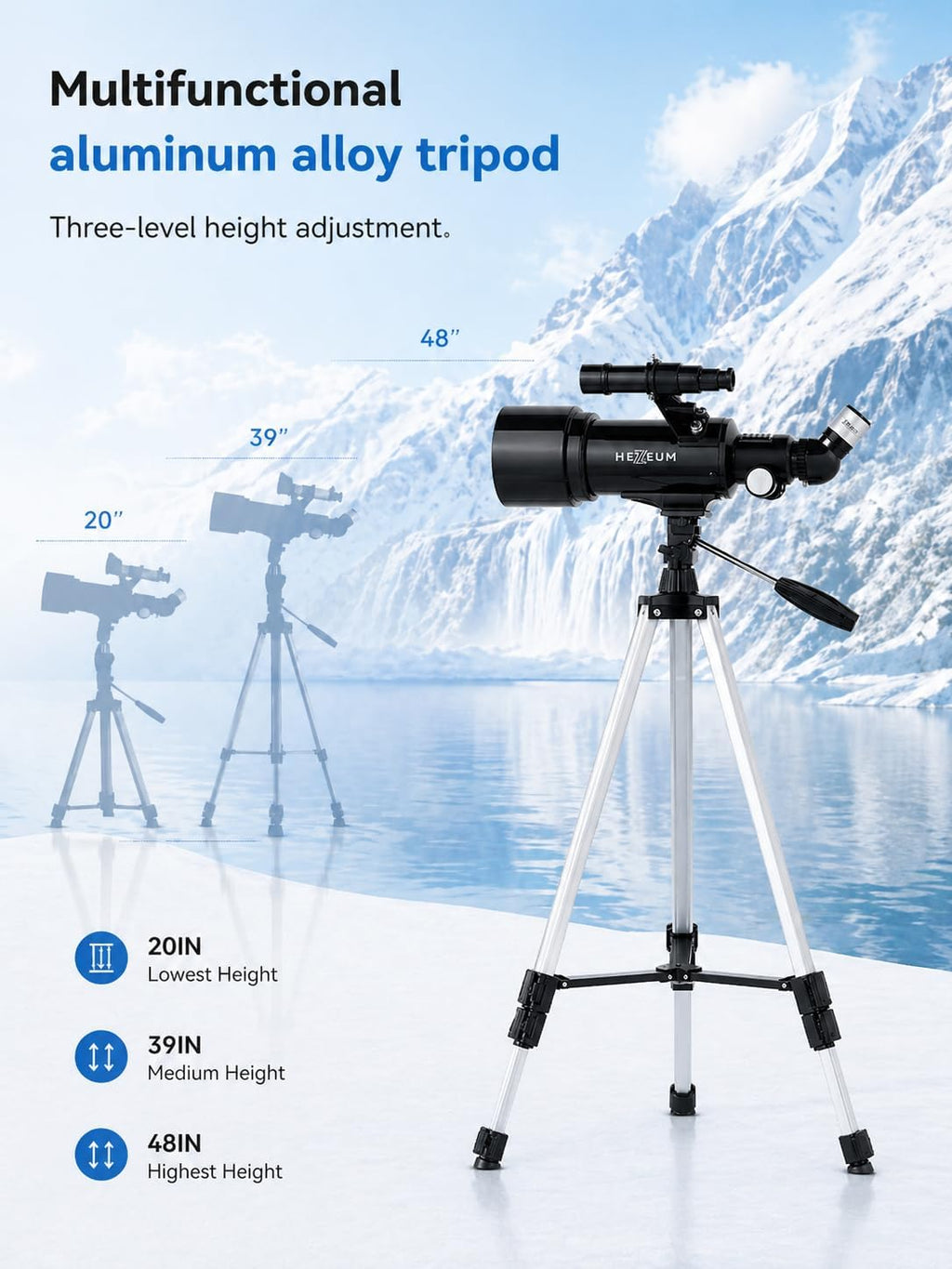 70mm 500mm Telescope for Kids & Beginners, AZ Mount Moon Viewing | 70mm 500mm telescope for kids and beginners; fully