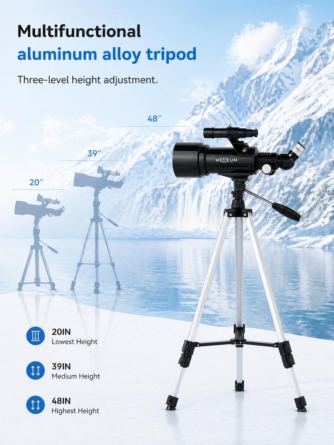 70mm 500mm Telescope for Kids & Beginners, AZ Mount Moon Viewing | 70mm 500mm telescope for kids and beginners; fully