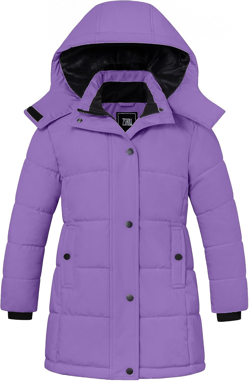 Girl's Long Winter Coat Hooded Puffer Jacket Waterproof Warm Parka | Windproof Removable Hood, Fleece Lined, 5000mm