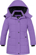 Girl's Long Winter Coat Hooded Puffer Jacket Waterproof Warm Parka | Windproof Removable Hood, Fleece Lined, 5000mm