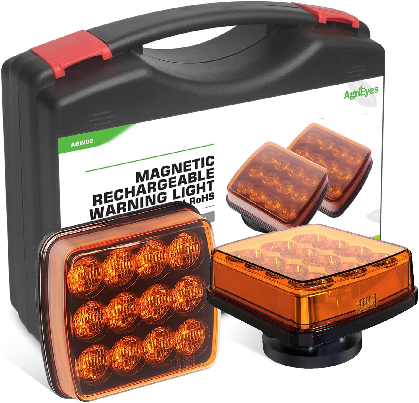 W02 Magnetic Flashing Lights, Wireless Strobe Lights,Amber | Class I | Tool-Free | 8 Hours Runtime | Led Warning