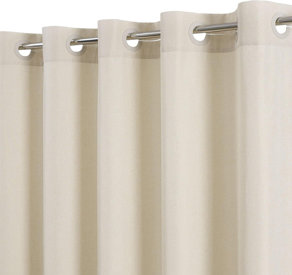 No Hooks & No Liner Needed Fabric Shower Curtain,71" Wx74 L,Cream | Linen Texture,100% Waterproof TPU Laminated