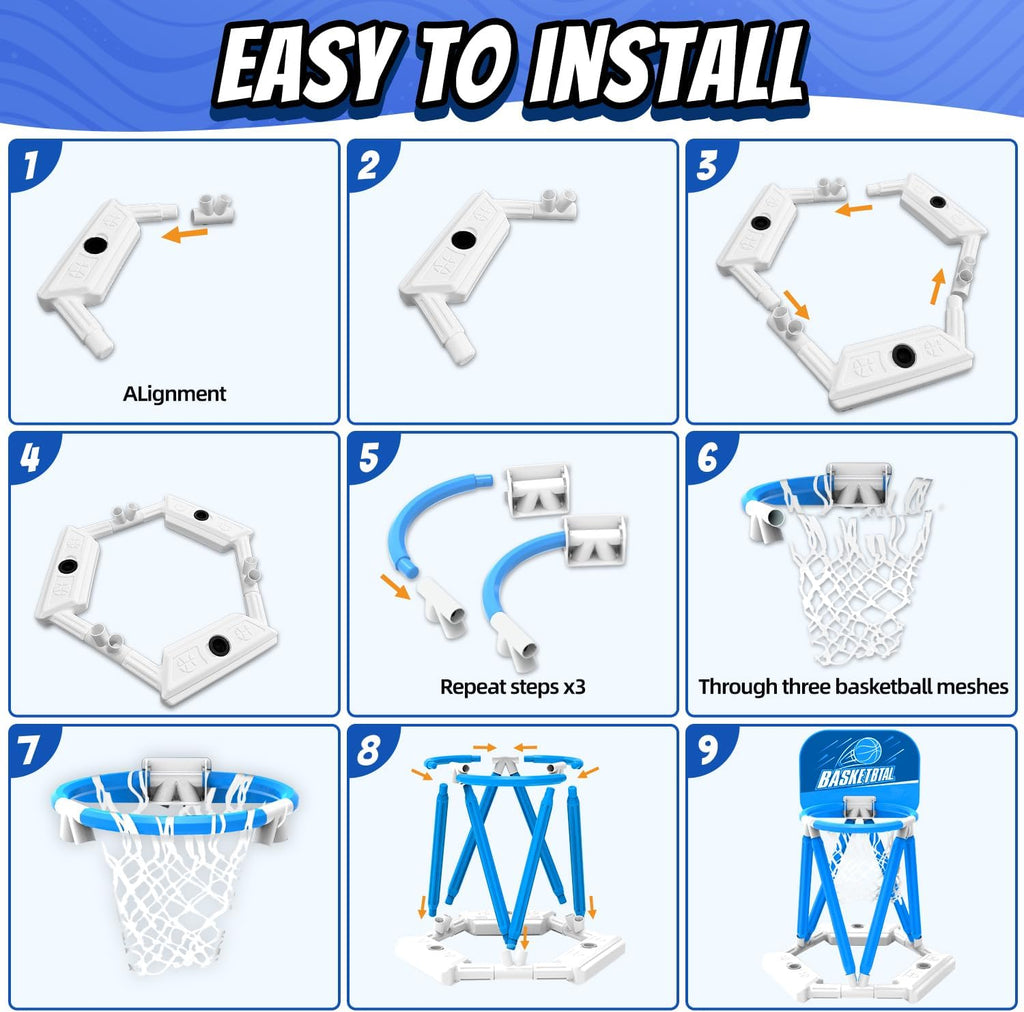 Pool Basketball Hoop, Floating Basketball Hoop Toy for Pool Water Game with 4 Basketballs Summer Swimming Pool Games