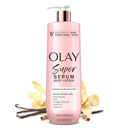 Super Serum Hand & Body Lotion for Dry Skin, 24hr Long Lasting Hydration, 5+ Ingredient Complex for Bright Even Firm