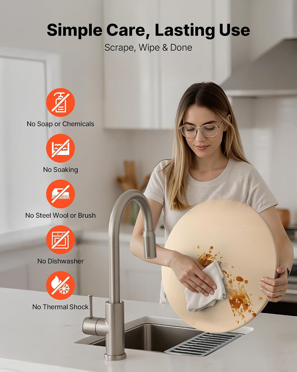 Pizza Stone, 16 in Round Pizza Stone, 0.67" Thick Extra Large Baking-Stone with Rack Stand, 1450℉ Heat-Resistant