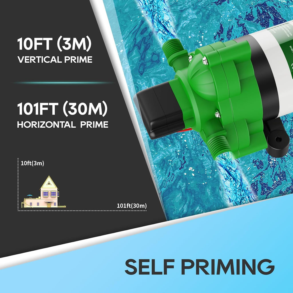 RVGUARD Fresh Water Pump, 12V DC Self Priming, 3.5 GPM 45 PSI