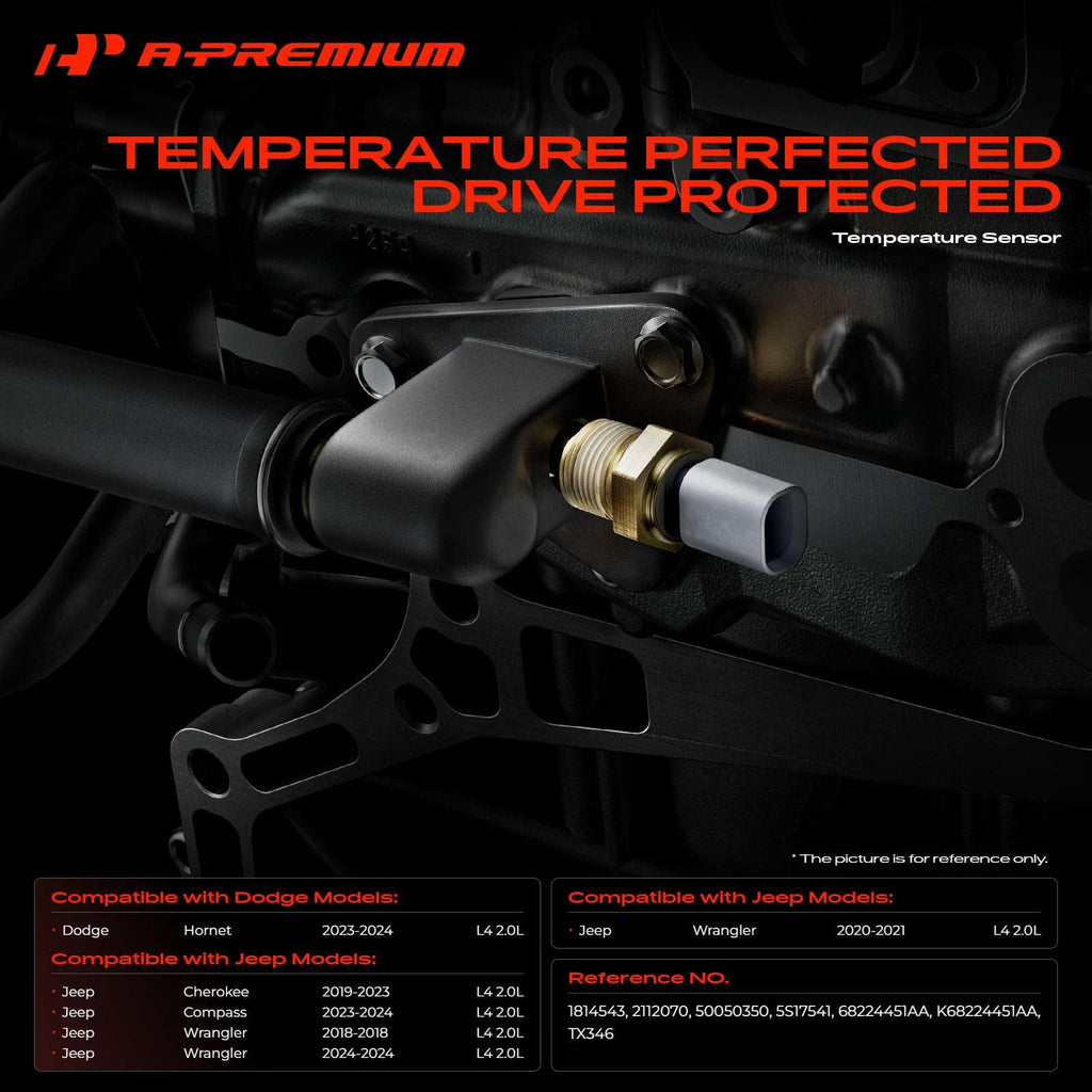 A-Premium Engine Coolant Temperature Sensor Compatible with Jeep, Dodge