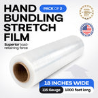 18" x 1000', 115G Strong Hand Stretch Wrap Rolls (2-Pack)