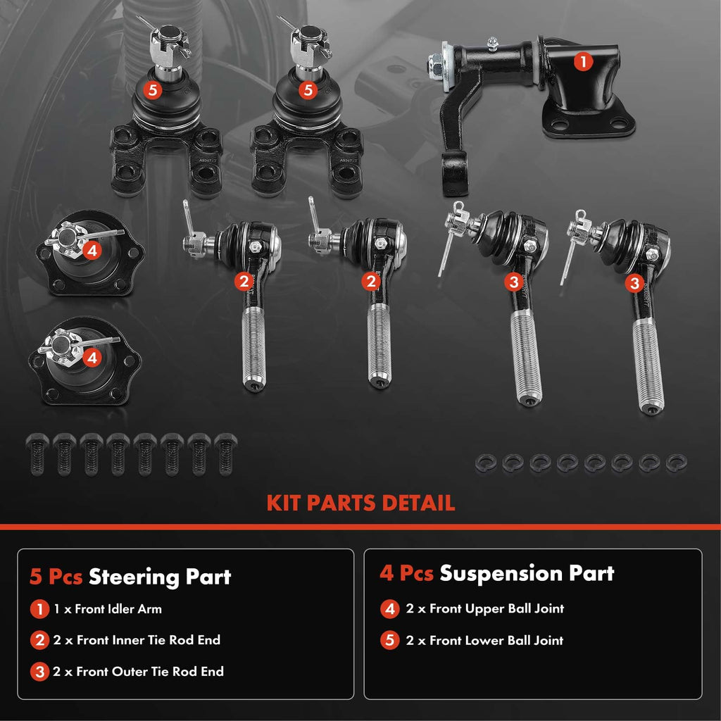 A-Premium 9Pcs Front Suspension Kit, Upper & Lower Ball Joint