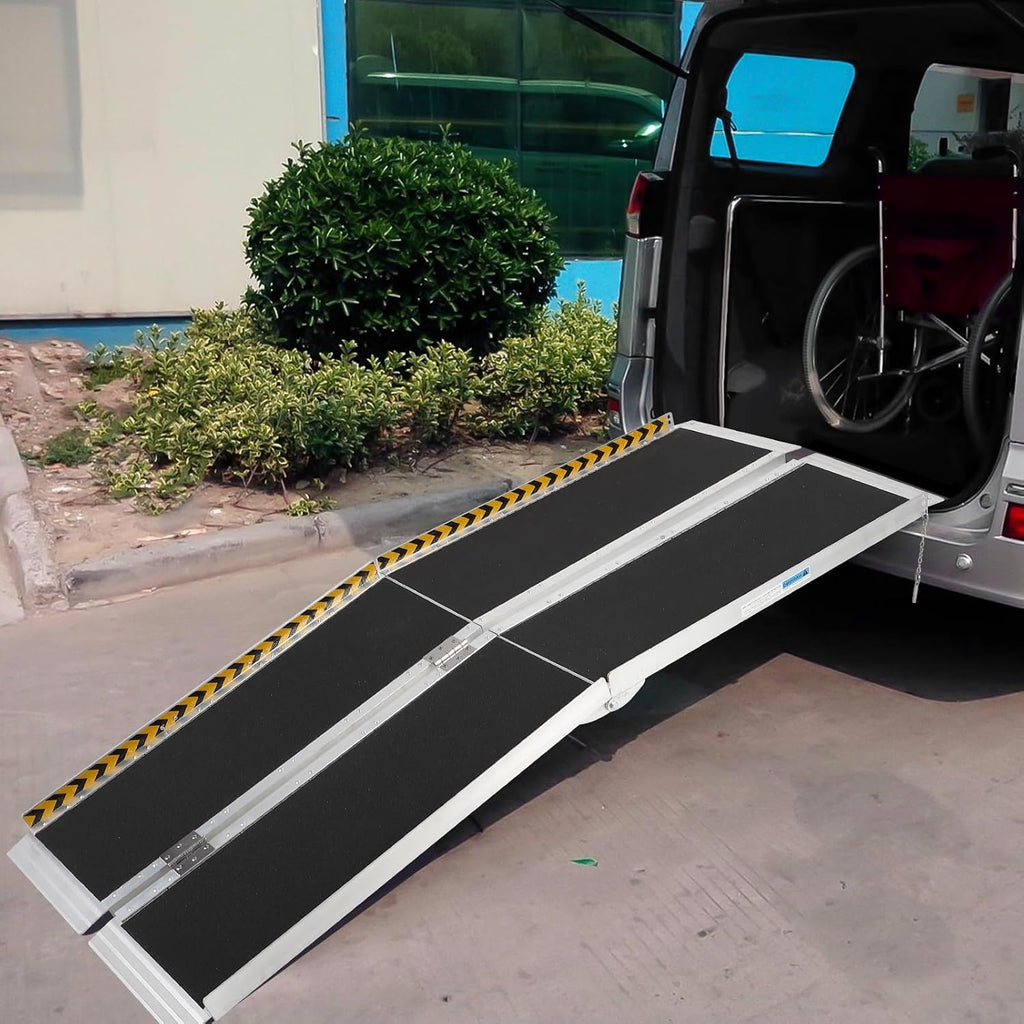 7FT Portable Wheelchair Ramp, Folding Aluminum Mobility Ramp