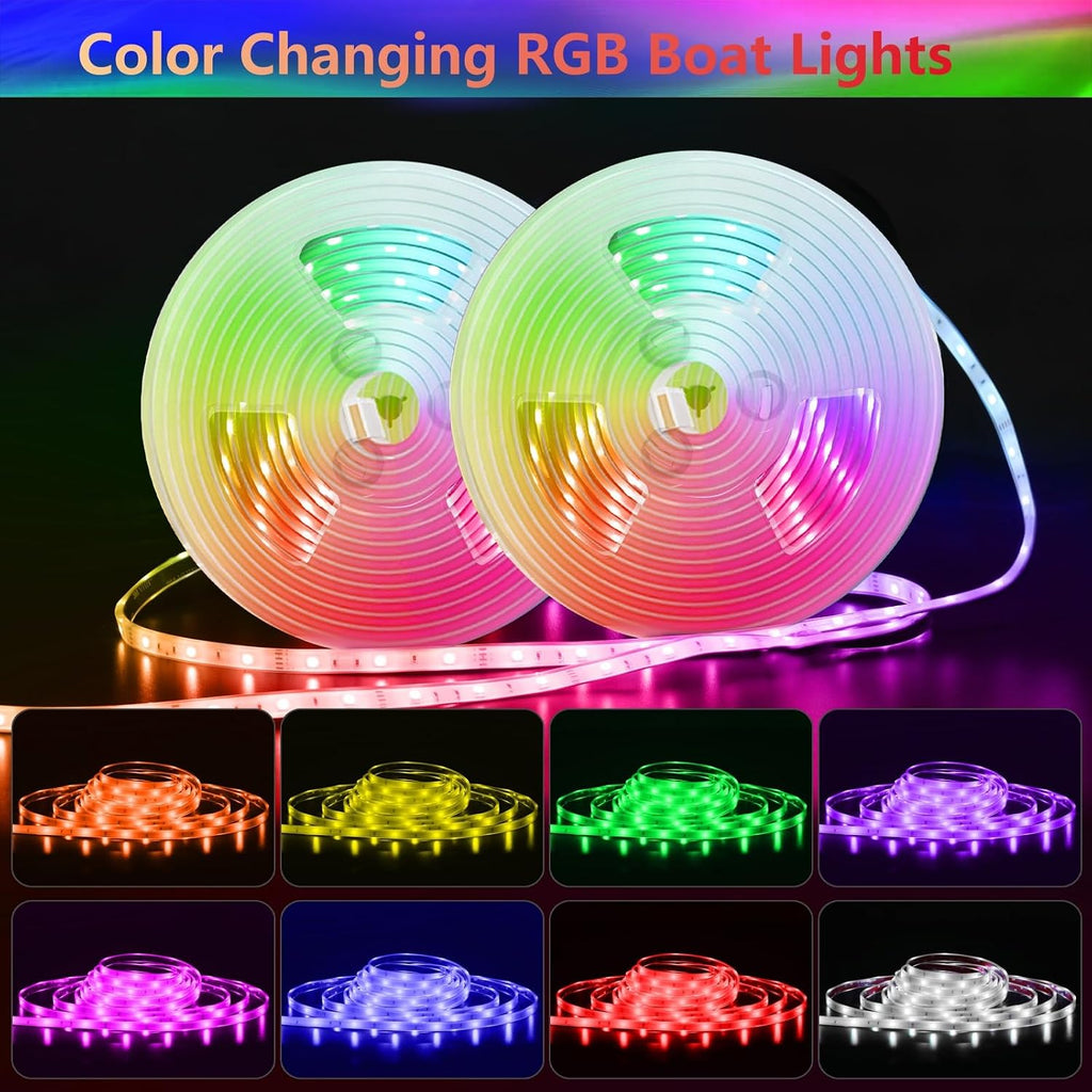 Boat Strip Lights Waterproof 50FT, 12v RGB Marine Pontoon Boat Lights