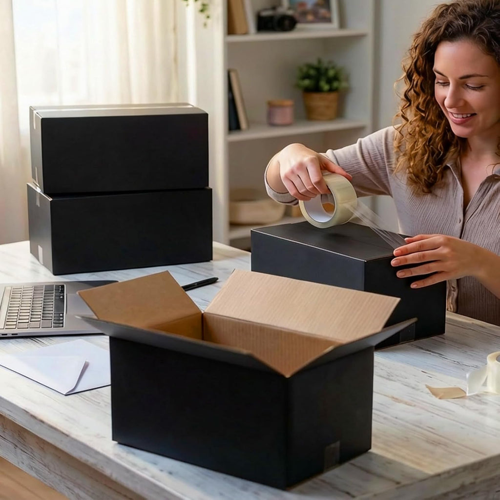 10x7x6 Black Shipping Boxes, 30 Pack Large Mailer & Packaging Boxes for Small Business, Heavy Duty Corrugated