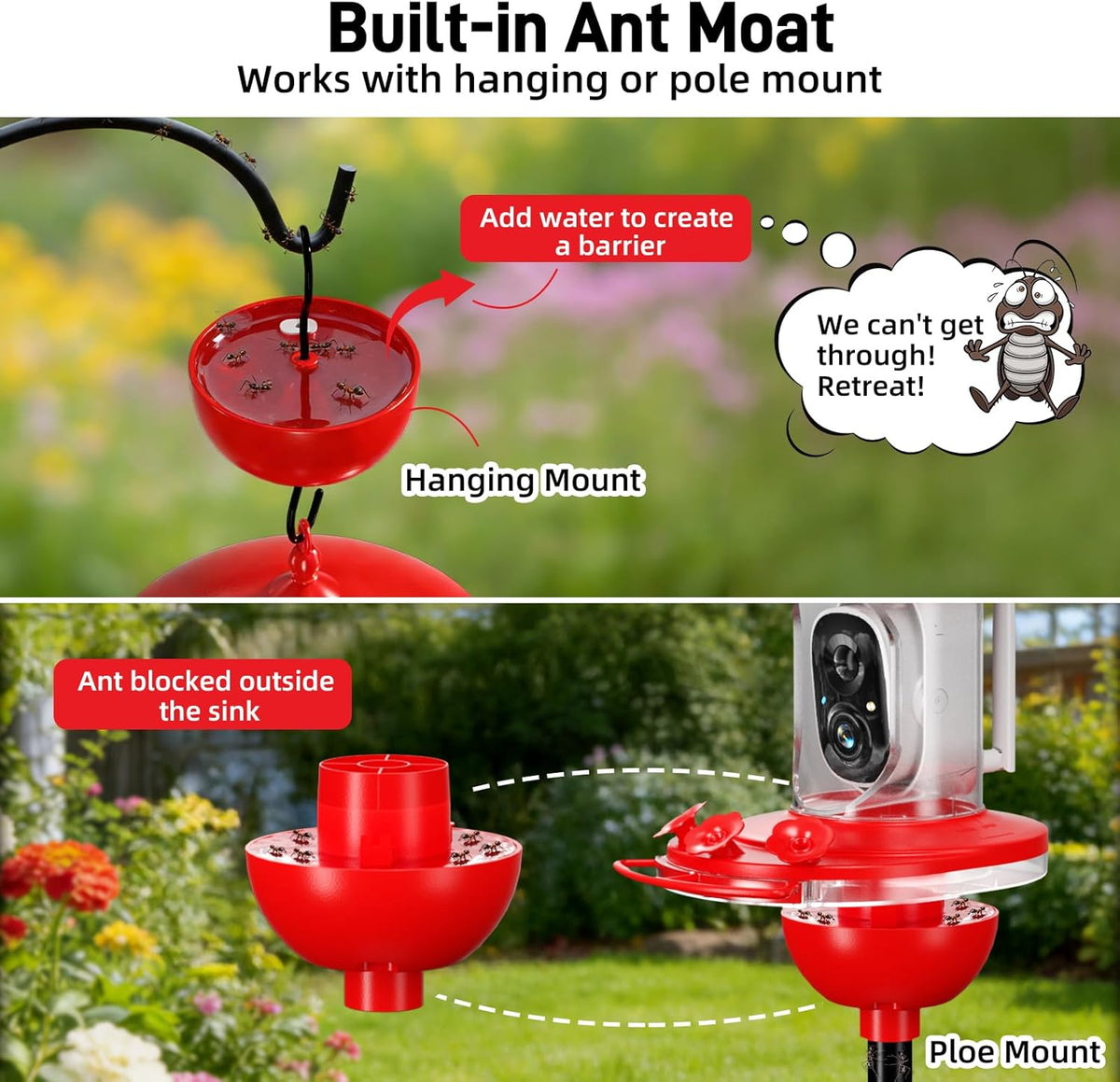 Hummingbird Feeder with Camera Outdoor, 5MP HD Smart Hummingbird Feeder Camera Solar Powered, AI Bird Identification