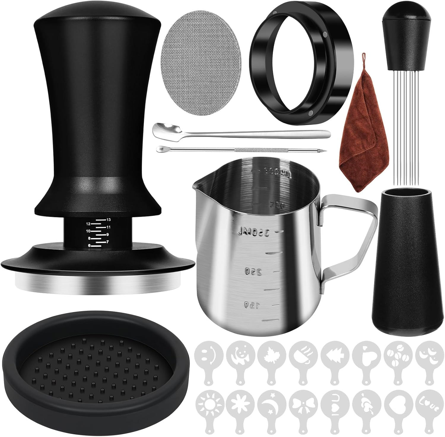 25 PCS Espresso Accessories Kit, 53.3mm/54mm Espresso Tamper Kit Coffee Tamper Set, Espresso Tamper with Spring