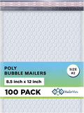 Arctic White Bubble Mailers 8.5x12 Poly Padded Envelopes #2 100 Pack