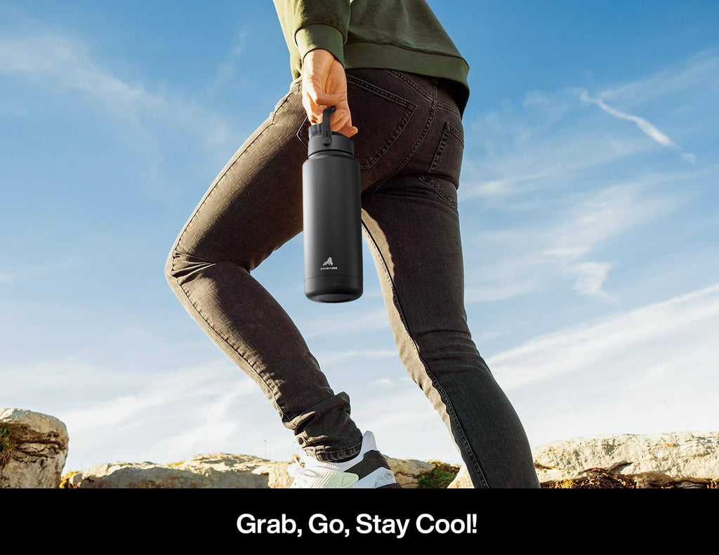 40 oz Insulated Water Bottle with 2-in-1 Straw and Spout Lid, Keep Cold 24H, Leak-Proof, BPA-Free, Double Wall