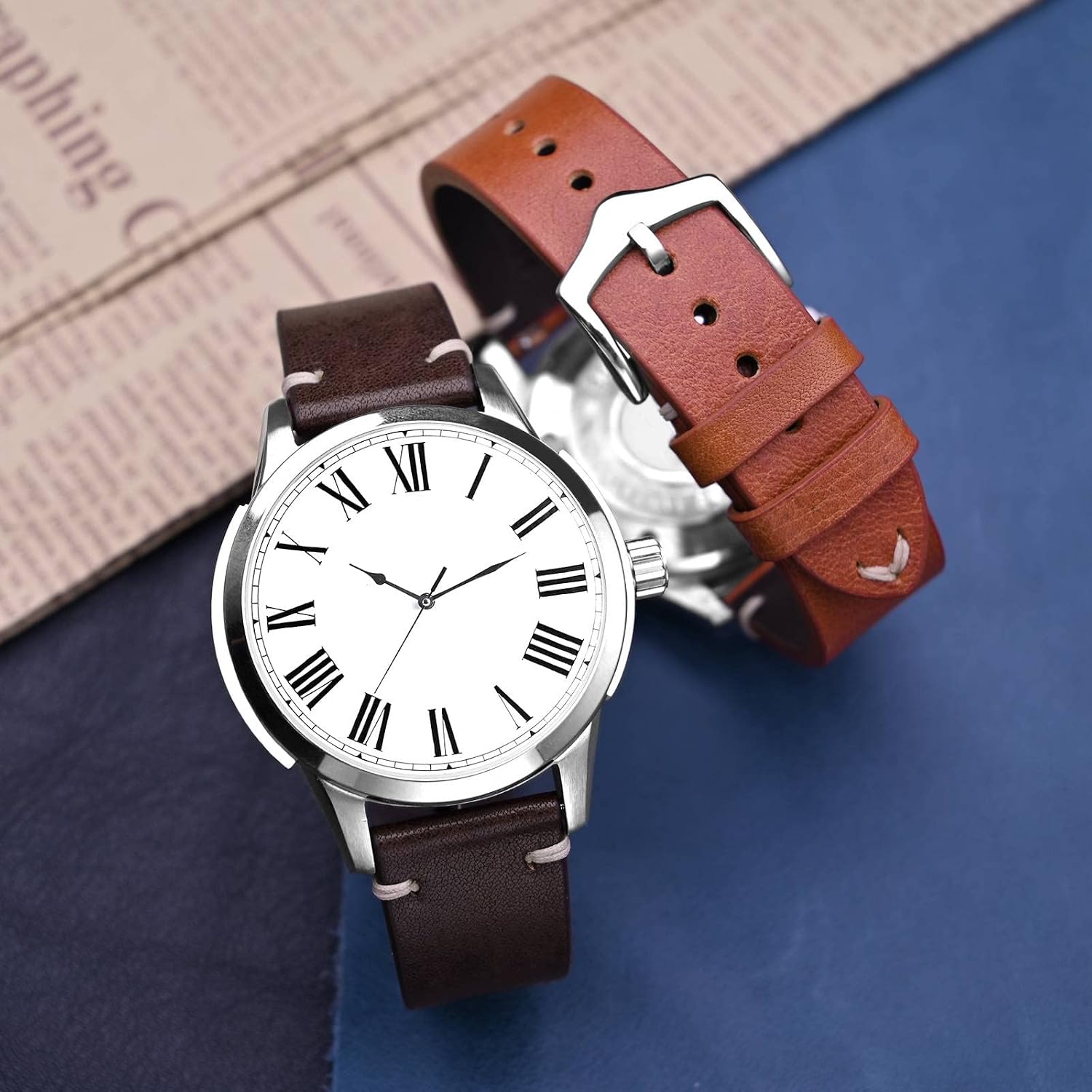 Men's Watch Bands, Hand-Stitched Leather Watch Straps, Quick Release, 18mm 19mm 20mm 21mm 22mm