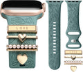 Flower Engraved Band Compatible with Apple Watch Bands for Women 40mm 38mm 41mm 42mm, Soft Silicone Strap With Dressy