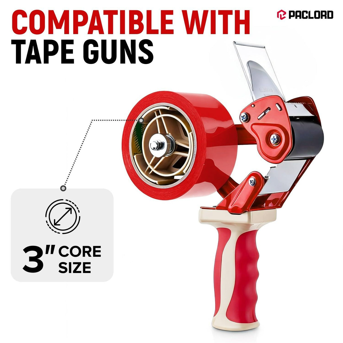 3" x 110 Yards Red Packing Tape, 12 Rolls - 2.0 Mil Carton Sealing Tape