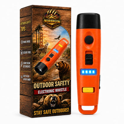Bear Horn, Electronic Whistle, Up to 128 dB Rechargeable Emergency Whistle with SOS Mode and Battery Display, Hiking