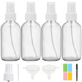 Clear Glass Spray Bottles 4 oz, Small, Fine Mist, 4 Pack
