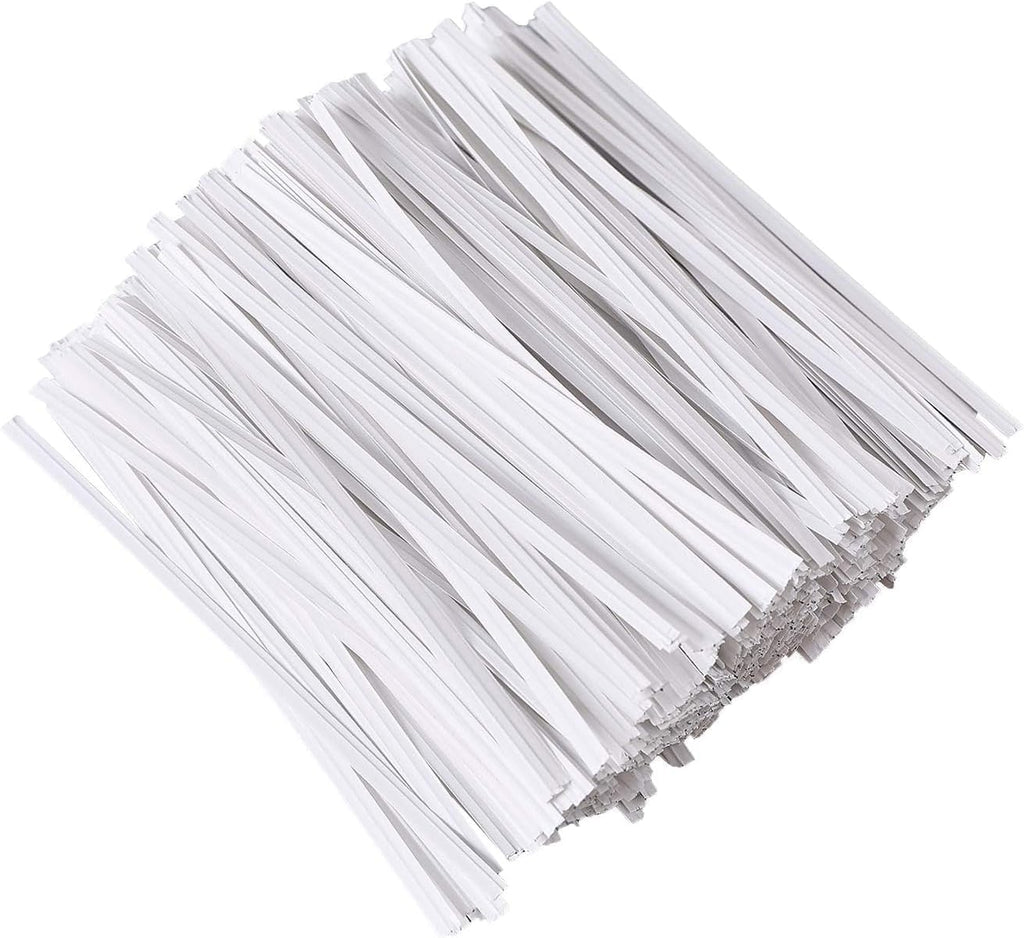 500 Reusable White Paper Bread Ties - 5" Twist Ties for Bags, Bread, Cake Pops