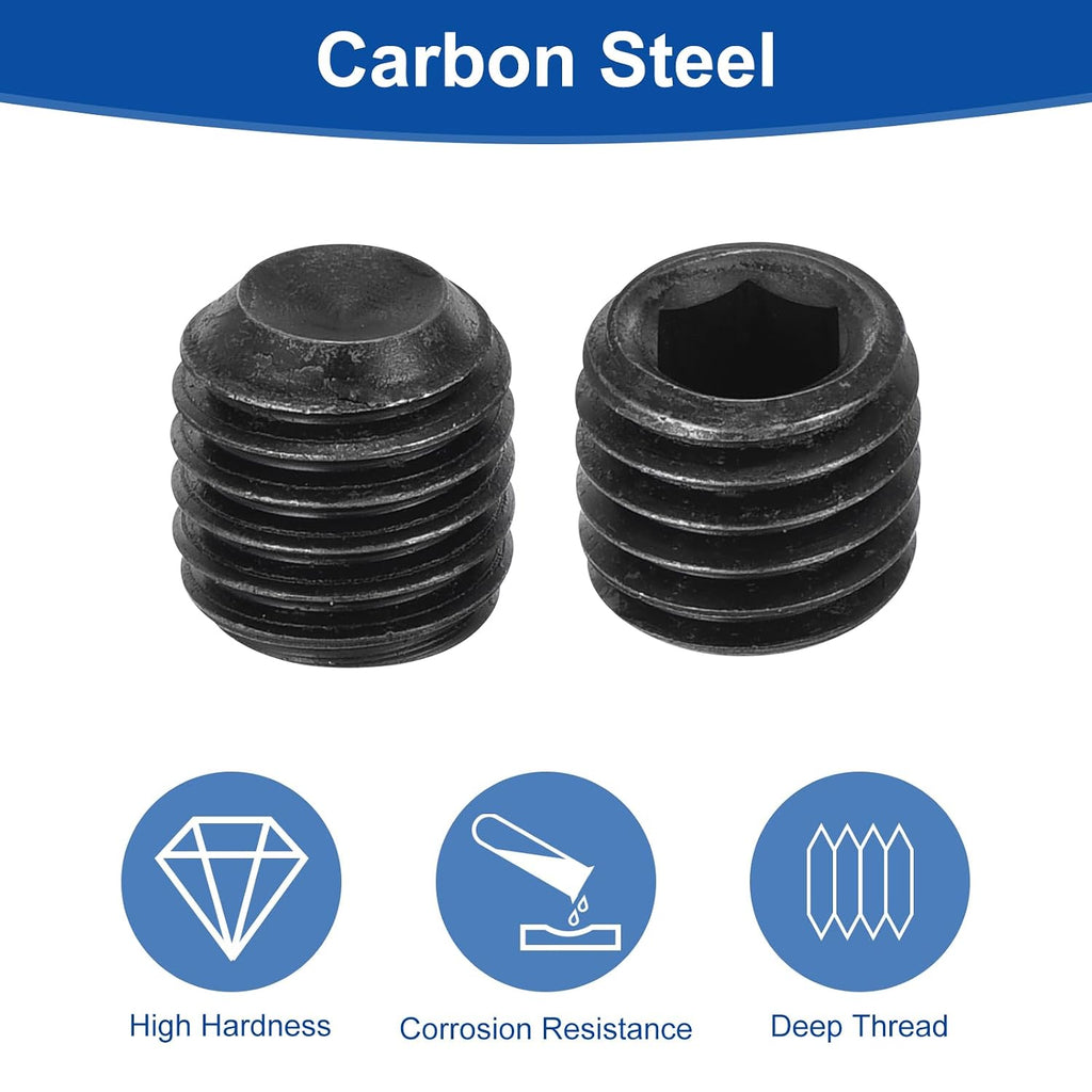 uxcell Socket Set Screws,30Pcs M10x10mm Carbon Steel Hex Socket Grub Screws
