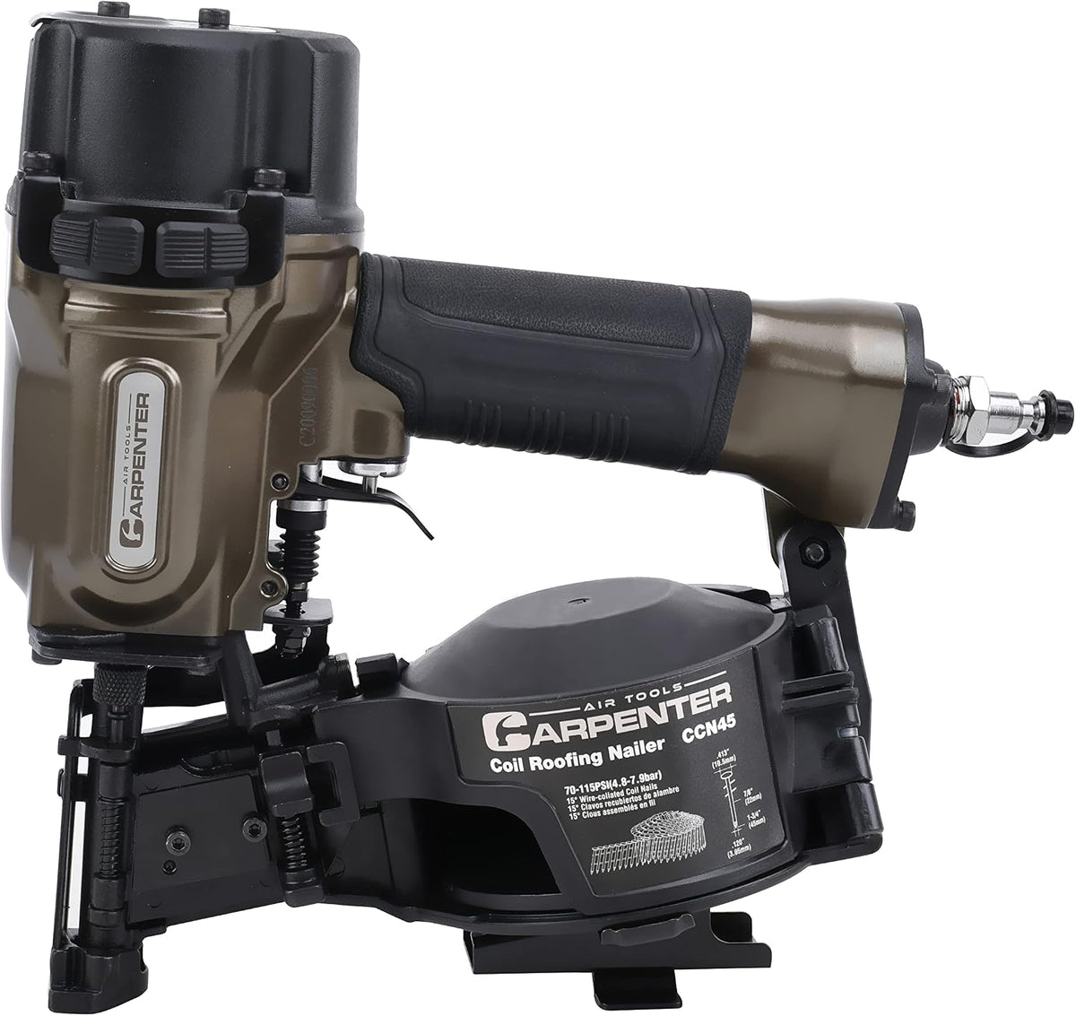 CCN45 7/8" To 1 3/4" 15° Pneumatic Coil Roofing Nailer