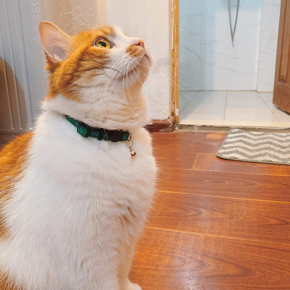 Cat Collar Breakaway with Bell, Cute Plaid Patterns Design Adjustable Kitty Safety Collars 2 Pack Pet Collar for