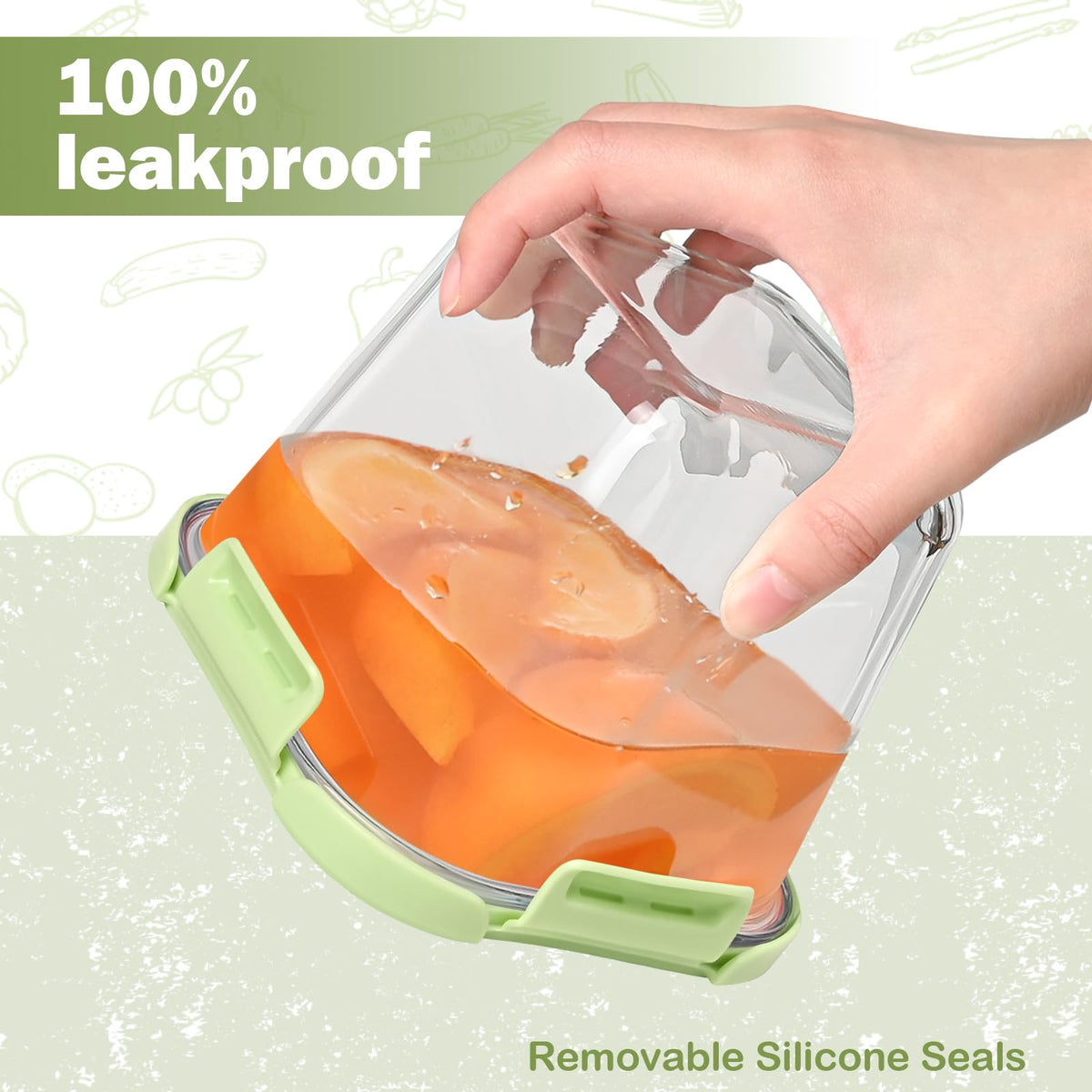 Borosilicate Glass Soup Containers with Lids, 4 Cup/32 oz, 6 Pack