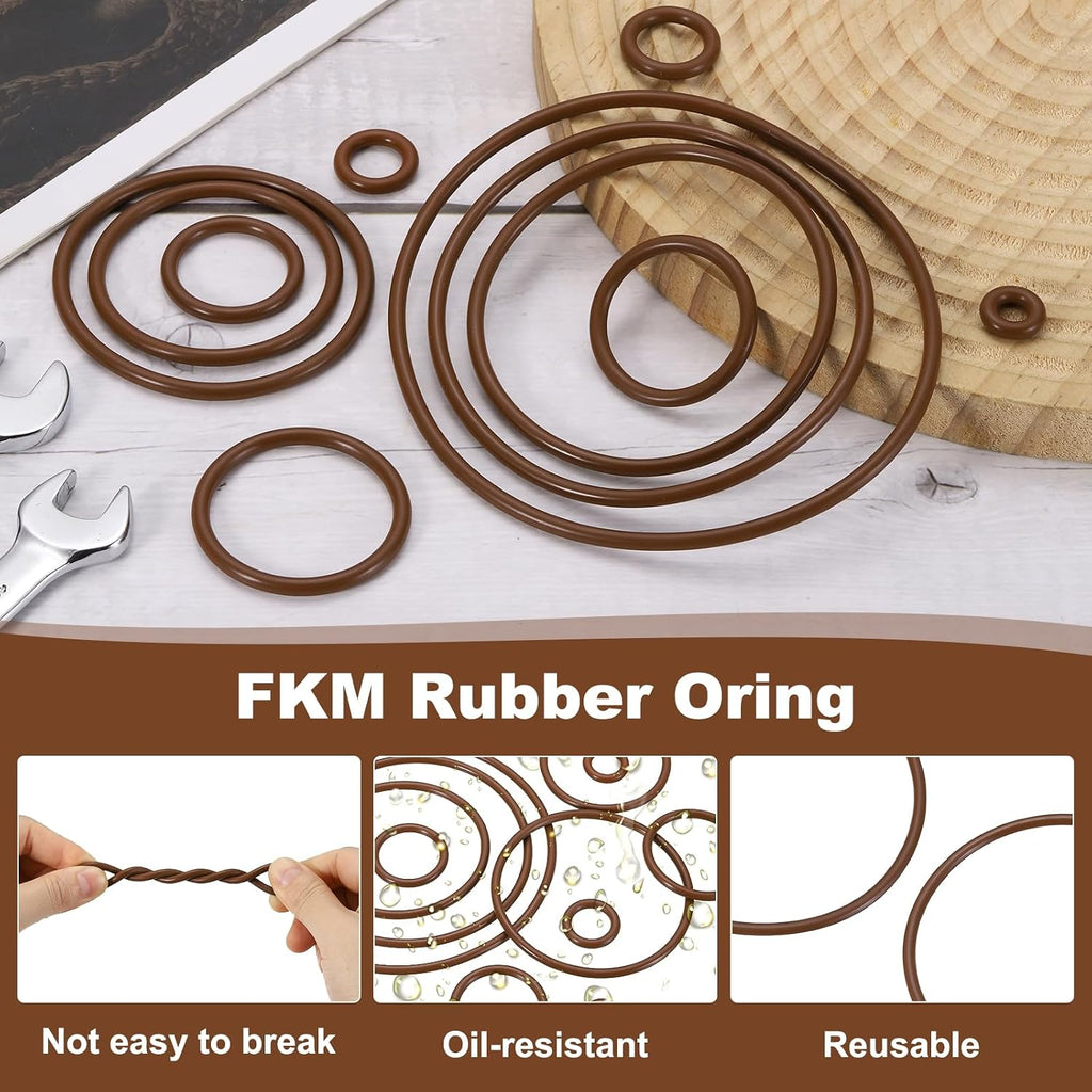 Fluorine Rubber O-Rings 3-3/8" OD, 3-1/8" ID, 1/8" Width 2PCS