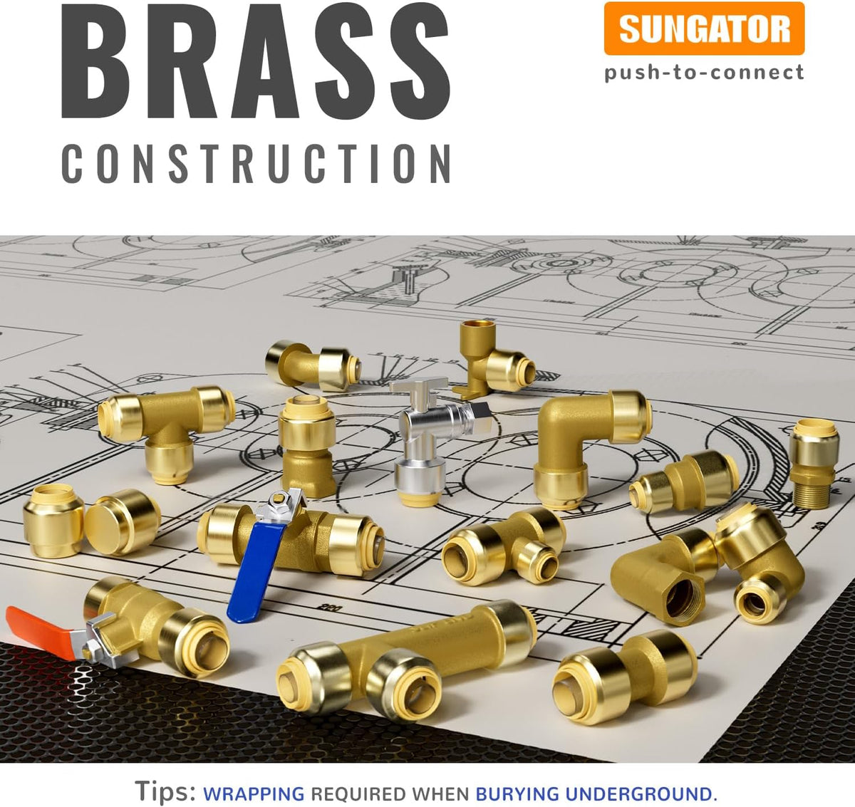 1/2 Inch Coupling, Push Pex Fittings 1/2 Inch, Brass, 12-Pack