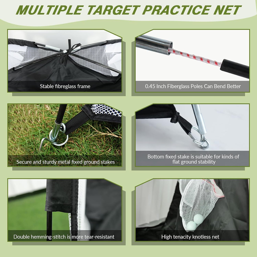 Golf Net: 10x7ft Golf Practice Net and Mat for Swing Path Feedback, Home Indoor and Outdoor Backyard Driving