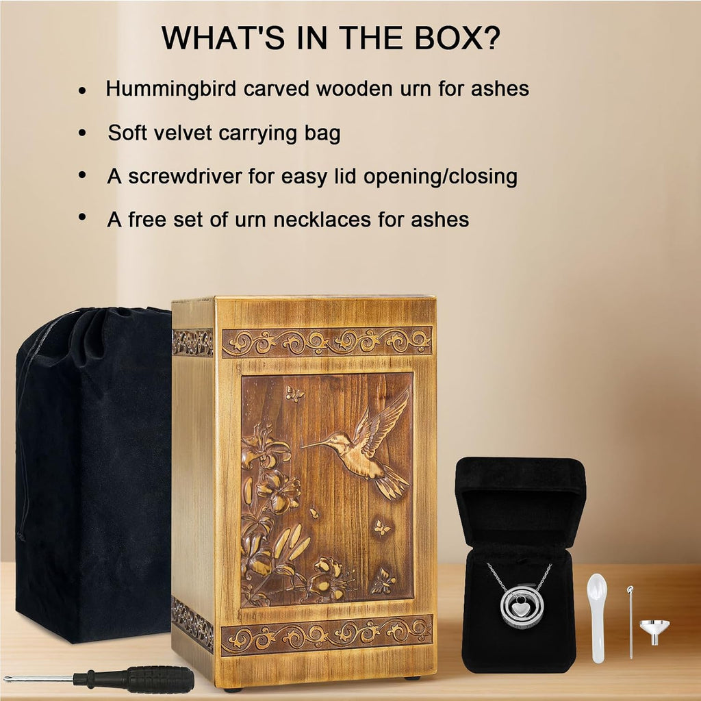 Wooden Urn for Ashes Adult Male Female, Handcrafted Large Cremation Urns Box for Human Ashes Adult Man Woman