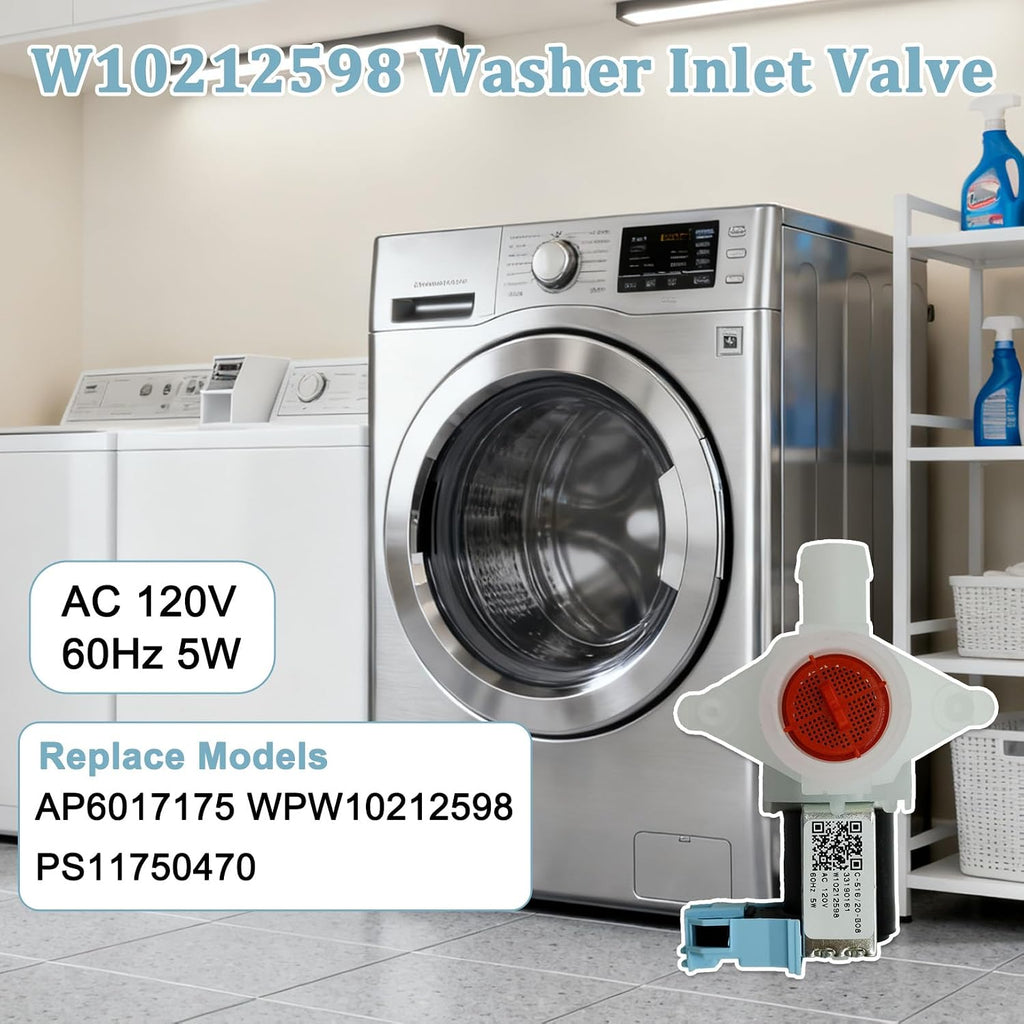 W10212598 WPW10212598 Washer Inlet Valve Compatible with Whirlpool & Kenmore Washer Replacement parts AP6017175 WPW10212598 PS11750470