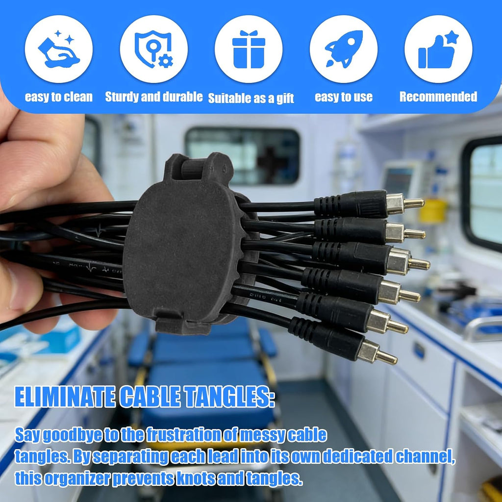 12-Lead Cable Organizer, 2PC Cord Holder, 4-Slot and 6-Slot Wire Organizer for ECG Leads & EKG Machines, Tangle-Free