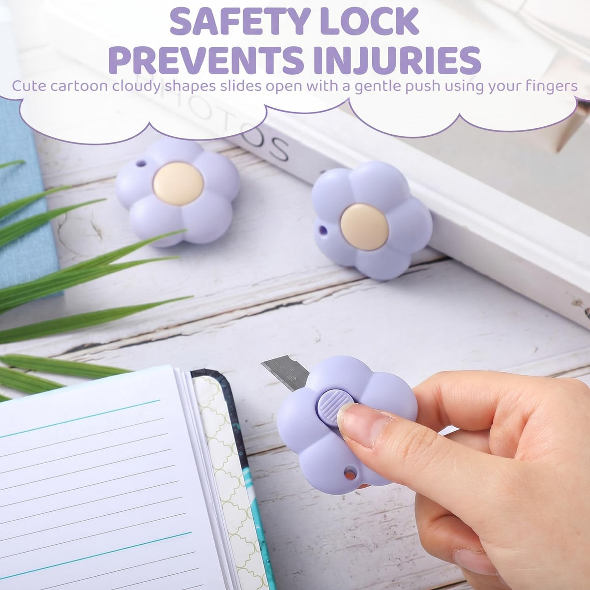 8 Pack Mini Box Cutter Retractable Flower Utility Knife, Purple