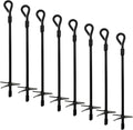 Ground Anchors, 15 Inch - 8pk Black Shed Anchor Kit Greenhouse Tie Down Ground Stakes with Drillable Eyebolt