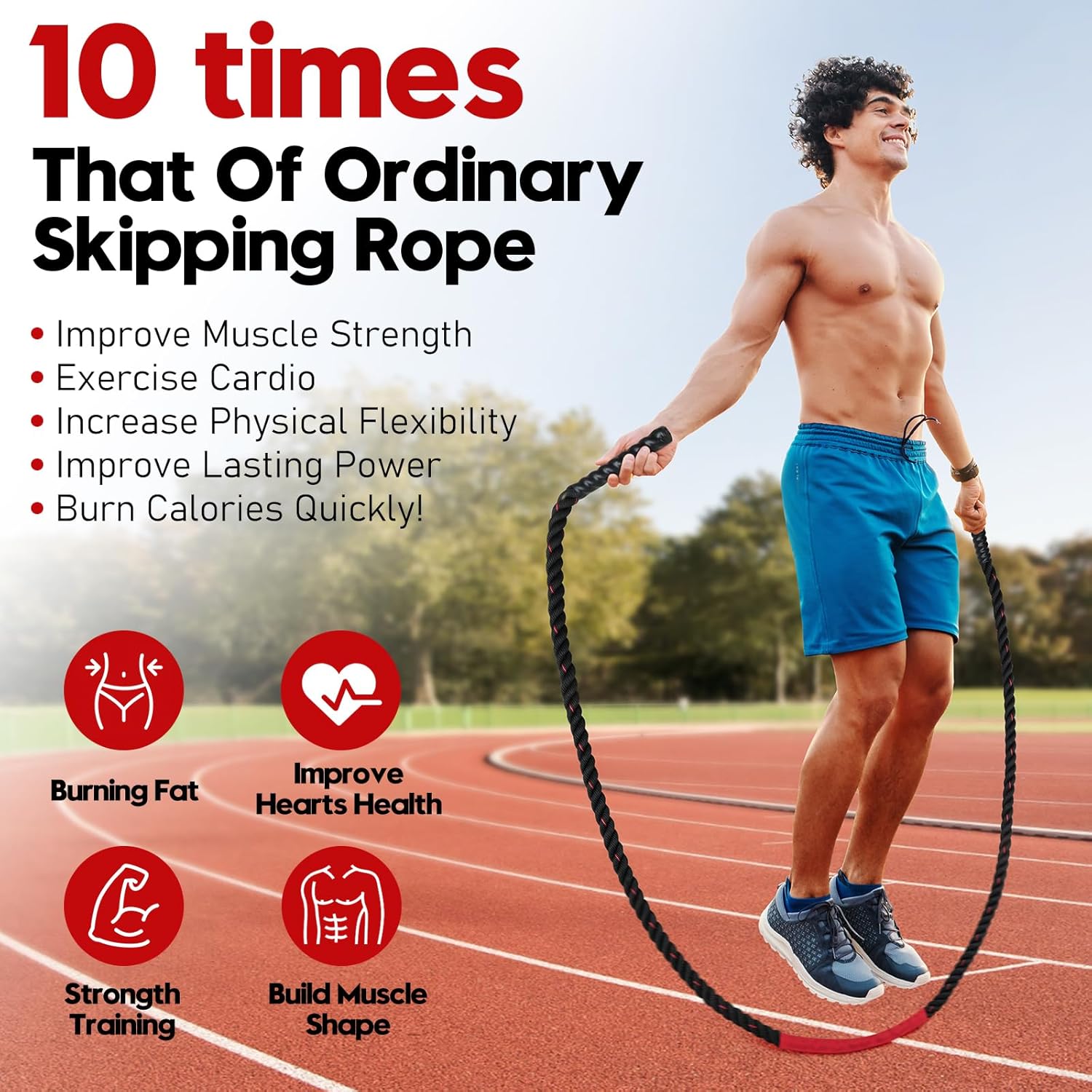 Weighted Jump Rope for Men and Women, 3lb 4lb 5lb Adult Heavy Skipping Rope, Jumprope for Fitness,Workout Equipment