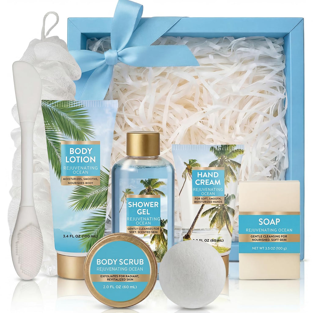Spa Luxetique Gifts for Women 8pcs Refreshing Ocean Gift Set for Women Bath and Body Works Gift Set Spa Gifts for