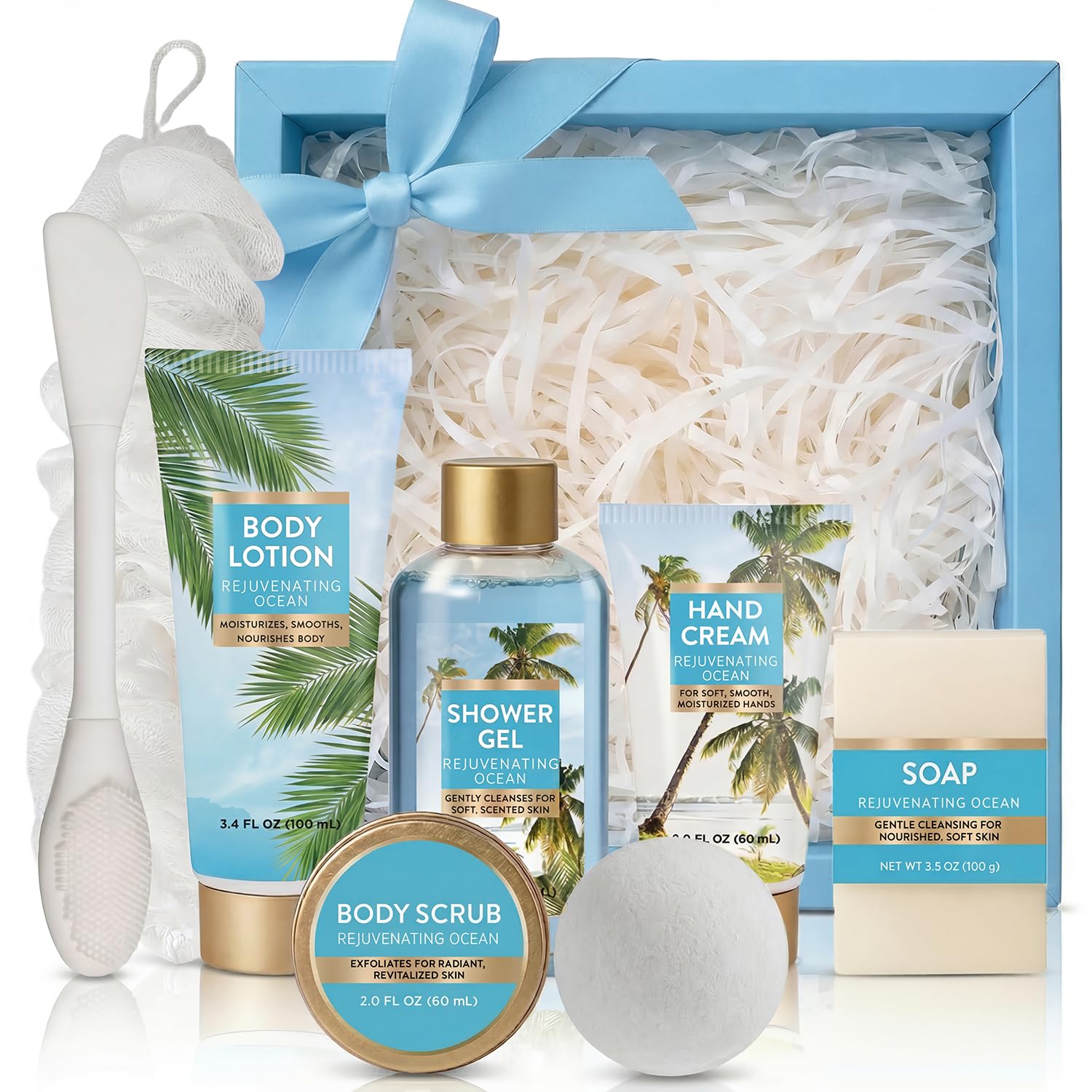 Spa Luxetique Gifts for Women 8pcs Refreshing Ocean Gift Set for Women Bath and Body Works Gift Set Spa Gifts for