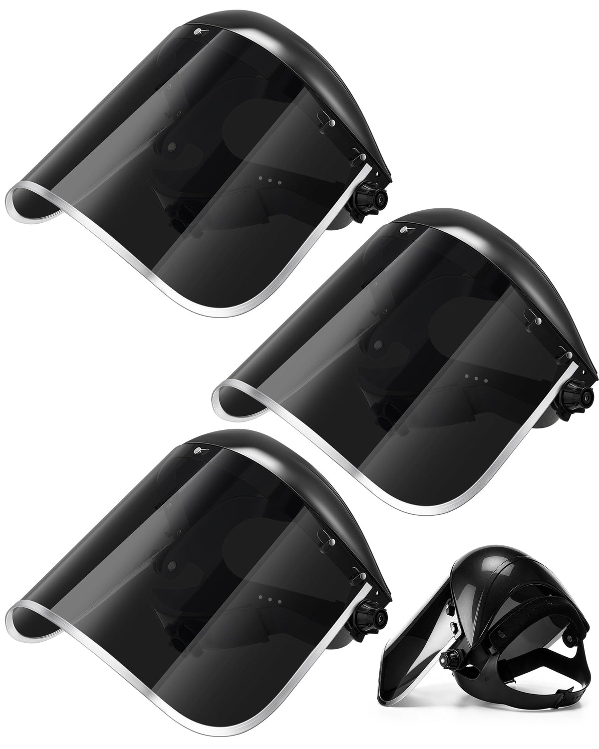 3 Pack Face Shield Grinding Cutting, Black Visor, PET Black